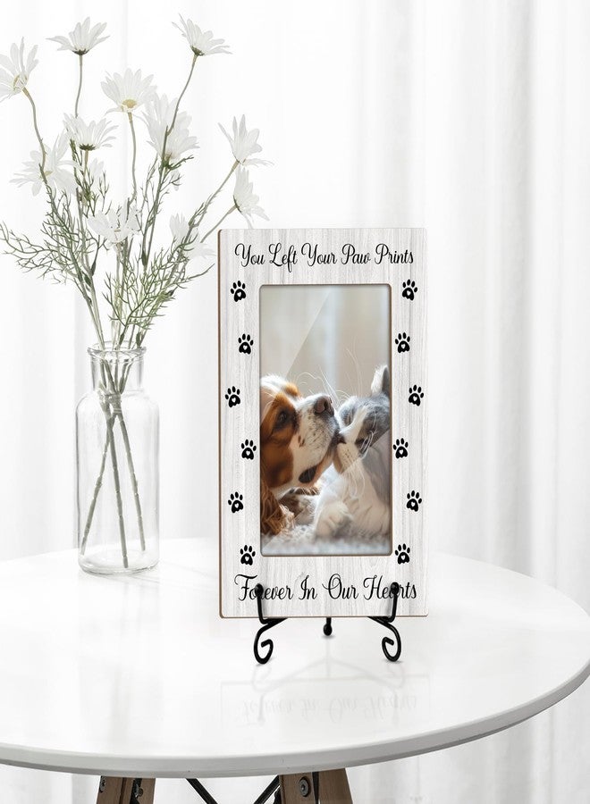 LWBEO Pet Memorial Frame - Your Paw Prints Forever, Wooden Picture Frame Gift - 4x6 Stand - Vertical for Tabletop - Image 5